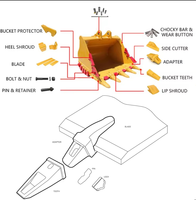 Dents de godet d'excavatrice 1u3352rc pour Cat 305 307 320d2, remplacement pour pelle rétrocaveuse, bulldozer, Hitachi, Volvo, outils d'excavation de roche