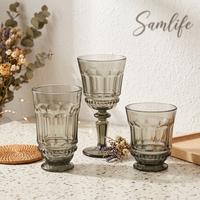 Samlife-23146 Vente en gros de sets de verres à vin vintage personnalisés en verre gaufré, ensemble de verres à vin de luxe colorés