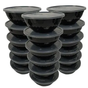Black / White / Clear 1050ml / 35 oz Disposable Plastic Food / Salad / Noodle Bowls Meal Prep With Lid Wholesale Supplier
