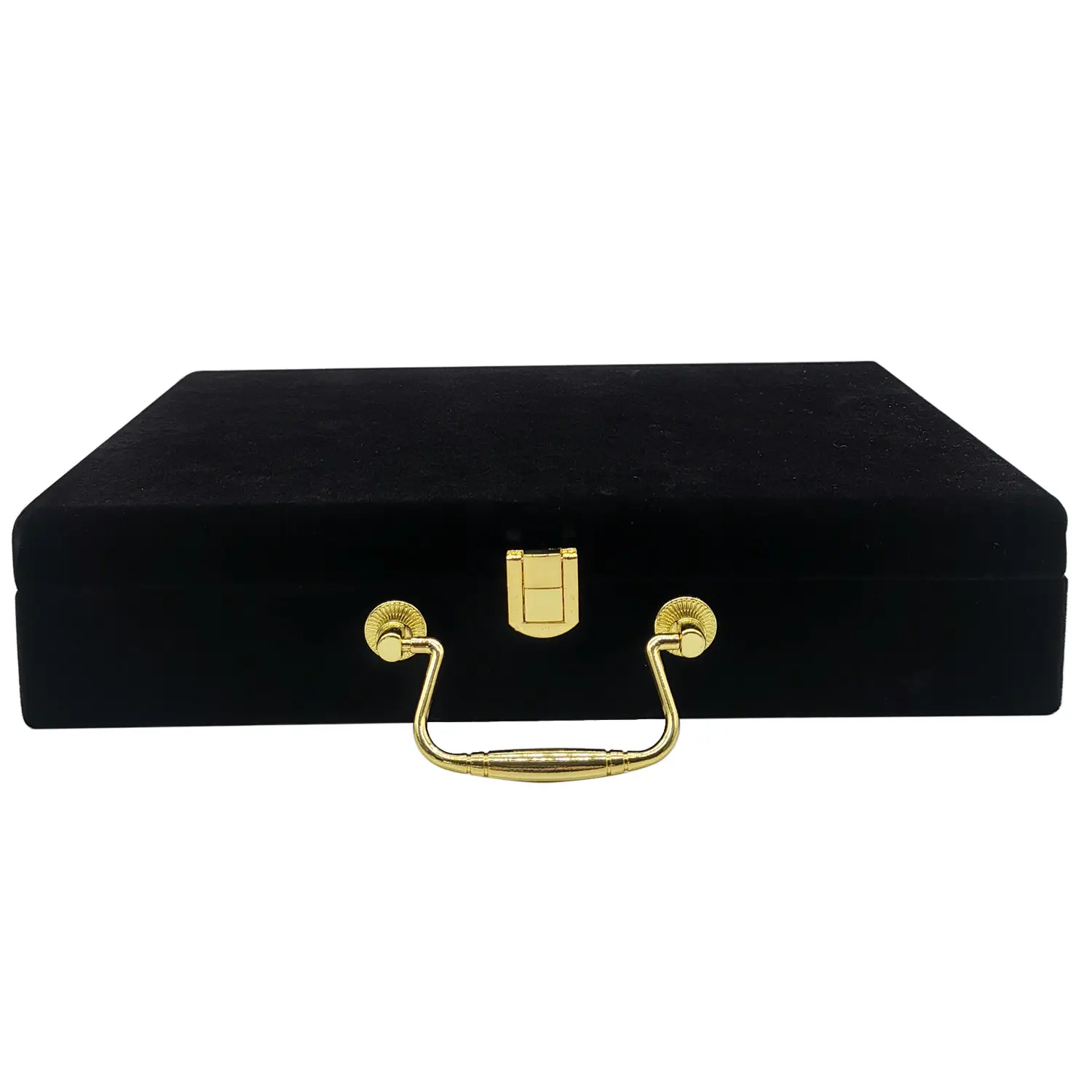 Metal Handle Black Large Velvet Gift Box  Luxury Metallic Handle Big Velvet Gift Box