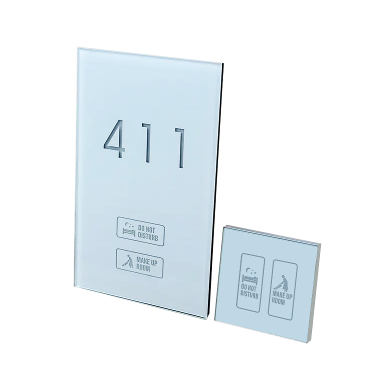Кристально-белая закаленная стеклянная сенсорная электрическая Дверная панель с номером комнаты