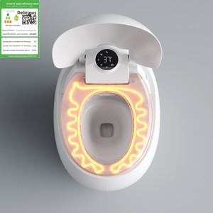 Abattant <span class=keywords><strong>de</strong></span> <span class=keywords><strong>toilette</strong></span> intelligent en acier inoxydable mural compatible téléphone, avec protection en mousse, détection automatique et couvercle rabattable sans contact - Product Image 2