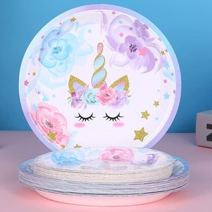 Purple <strong>Unicorn</strong> <strong>Party</strong> Tableware Set Children's Birthday <strong>Party</strong> Paper Plates Disposable Tableware <strong>Party</strong> <strong>Supplies</strong> - Product Image 3