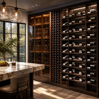 Armoire à vin moderne et écologique sur mesure avec éclairage LED et construction en bois massif pour l'ameublement de la maison
