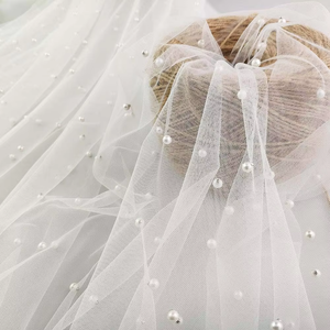 100% Polyester Nylon Tulle Perle Perlé Tissu Blanc Design 20 Couleurs Teint Motif pour Robes Sacs Tentes Accessoires pour Filles - Product Image 1