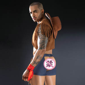Costume de cosplay de cowboy pour homme, smoking, lingerie <span class=keywords><strong>sexy</strong></span> taille basse, ensemble de 5 pièces à motif uni, jeu de rôle, <span class=keywords><strong>tenue</strong></span> de bar <span class=keywords><strong>gay</strong></span>, <span class=keywords><strong>tenue</strong></span> de boîte de nuit - Product Image 2