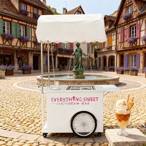 Custom Electric Ice Cream Fast Food Push Vending Fiberglass Freezer Mobile Italian Gelato Trolley Cart 36V Lithium Battery - Product Image 6