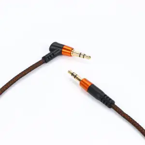 Cabo de áudio jack de nylon premium 3.5mm macho para macho, cabo de som automotivo para celular, fone de ouvido e alto-falante