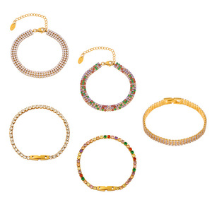 Light Luxury Minimalist Style Elegantly Tasteful Versatile Titanium Steel <b>Bracelet</b> Fine Beaded Colorful Zircon Stones for Daily - Product Image 3