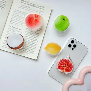 Wholesale Acrylic Grip With Fruit Design Factory Clear Print Pictures Cute Acrylic Phone Grip Custom