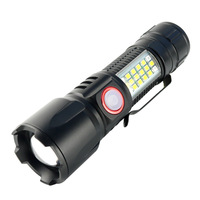 USB wiederaufladbare kleine Taschenlampe aus Aluminiumlegierung, tragbar, ultrahell, große Reichweite, starkes Licht, rote blaue LED, Notfallarbeitsleuchte
