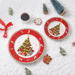 Assiette de Noël en céramique de style occidental, motif sapin et Père Noël, pour steak, gâteau et dessert, style européen et américain - Product Image 2