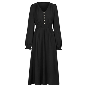 Di alta qualità nuovo autunno donna donna manica lunga <span class=keywords><strong>elegante</strong></span> chemise moda Casual tinta unita abiti Midi - Product Image 5