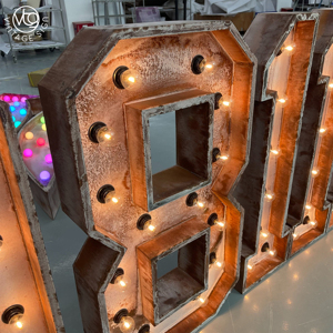 Enseigne lumineuse personnalisée <span class=keywords><strong>de</strong></span> grande taille, lettres lumineuses au fini vieilli industriel pour la publicité des bars, des magasins et des entreprises - Product Image 4