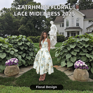 เดรสลำลองลายดอกไม้พิมพ์ลายลูกไม้ติดซิปสำหรับผู้หญิง ZATRHMBM คอลเลคชั่นฤดูร้อนปี 2025 ดีไซน์ใหม่ทันสมัย สวยสง่า ความยาวปานกลาง - Product Image 2