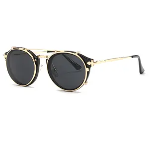 2020 Neuankömmlinge Mode Vintage Retro Lentes de Sol Steampunk runde Metall clip auf Frauen Männer Sonnenbrillen Sonnenbrille Sonnenbrille 2021