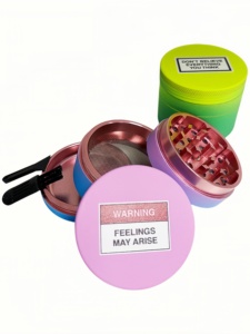 <b>Herb</b> <b>Grinder</b> 6 Pcs Display Box Round Plastic Magnetic Lid Sharp Teeth Colorful Design for Dry <b>Herb</b> Grinding - Product Image 4