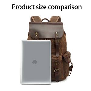 יוניסקס שמן וינטג-תיק בד waxed תרמיל בד קיבולת גדולה רטרו ruckק רטרו עמיד למים נסיעות עמיד למים גב נייד גברים - Product Image 4