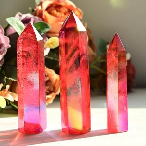 Cristal Aura Rojo Blanco de Alta Calidad al por Mayor, Puntas de Cristal Pulidas, Tendencia Moderna de Moda, 7-10cm, para Decoración del Hogar en Días Festivos - Product Image 2