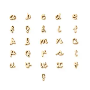 मिनी छोटे पत्र स्टेनलेस स्टील आकर्षण मोती घसीट पत्र आकर्षण लोअरकेस प्रारंभिक हार A-Z वर्णमाला पत्र लटकन