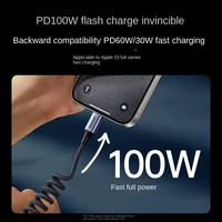 Kabel USB Type C UGREEN Car Spring, Kabel USB C ke USB C 100W PD Pengisian Cepat 1.5m Kabel Data Spring untuk Apple Huawei Samsung