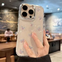 Coque de téléphone souple en TPU transparente avec papillon 3D effet goutte de colle, style INS, compatible avec iPhone 16, iPhone 16 Plus, 17 Pro Max, XR, 14 Plus