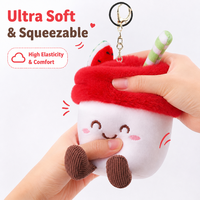 Peluche super douce 100% polyester, poupée en forme de tasse à glace brodée, jouet anti-stress