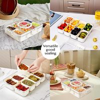Boîte à collation Snackle Box à 8 compartiments, en plastique transparent, avec compartiments de rangement étanches, plateau de service divisé avec couvercle, passe au lave-vaisselle, portable