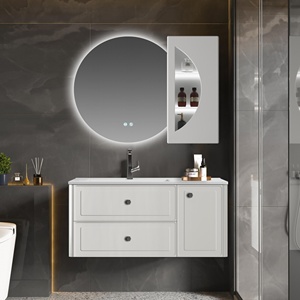 Mueble de Baño KD-8831 Grace, Mueble de Madera para Lavabo Suspendido en Pared, Color Marfil, Espejo de Maquillaje con Soporte para Jabón - Product Image 3