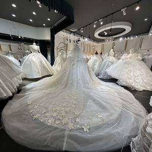 Robe de mariée de luxe Jancember Lsml092 avec <span class=keywords><strong>voile</strong></span>, style princesse, <span class=keywords><strong>décolleté</strong></span> cœur et fleurs 3D <span class=keywords><strong>pour</strong></span> cérémonie de mariage - Product Image 3