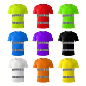 Camiseta de Seguridad Reflectante de Alta Visibilidad de Secado Rápido, Camiseta de Trabajo Reflectante de Manga Corta con Cuello Redondo - Product Image 1