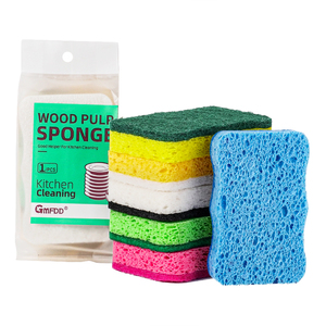 Esponja de celulosa de pulpa de madera 11*7*2 en forma de onda con estropajo de esmeril lavavajillas cocina limpieza ollas sartén lavado esponja mágica - Product Image 2