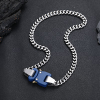 Collier en métal pour hommes de style hipster européen et américain Cool Short Locomotive Fan Can Buckle Clasp Chain Buddhism Fashion