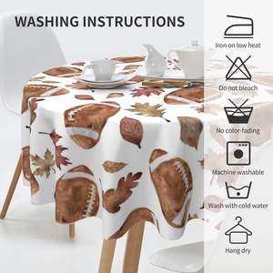 Navy Blue Floral <b>Round</b> <b>Tablecloth</b> Dark Blue & White Flower Polyester <b>Tablecloths</b> <b>PVC</b> Stock for Hotels Spring Commercial Buyer - Product Image 4