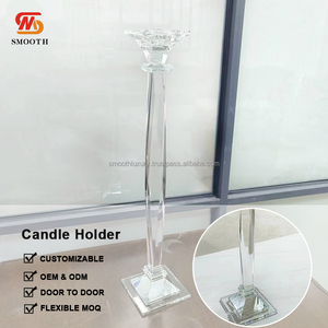 Venta al por mayor de cristal suave decoración del banquete de boda portavelas de cristal transparente para la decoración de la boda - Product Image 3