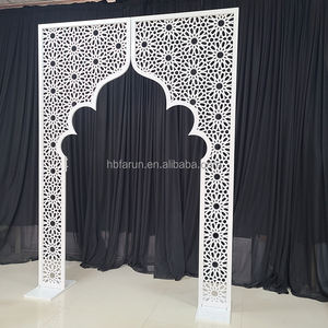 Panel <span class=keywords><strong>de</strong></span> Fondo Arqueado Blanco Moderno con Diseño Nuevo <span class=keywords><strong>de</strong></span> Fábrica FURUN, Marco <span class=keywords><strong>de</strong></span> Flores Talladas, Pantalla Metálica para Decoración <span class=keywords><strong>de</strong></span> Eventos y Bodas - Product Image 2