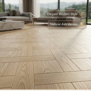<span class=keywords><strong>Parquet</strong></span> en bois d'ash multicouche élégant et moderne, technique brossée, installation par système T&G, pour salle de bain, villa, salon - Product Image 1