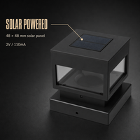 Lampe solaire carrée pour poteau 8,6 cm, lampe de poteau extérieure avec deux bases de montage pour les murs de jardin