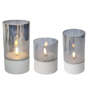 Led Flame less Candles Premium Glas mit batterie betriebenem flammen losem Flackern Elektrisches warmes Licht 3er Pack für Wohnkultur