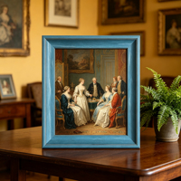 Moulures de cadre photo en PS de 45 mm de large pour toiles et peintures à l'huile, profilés de cadre photo grain de bois bleu et marron 2811, vente en gros