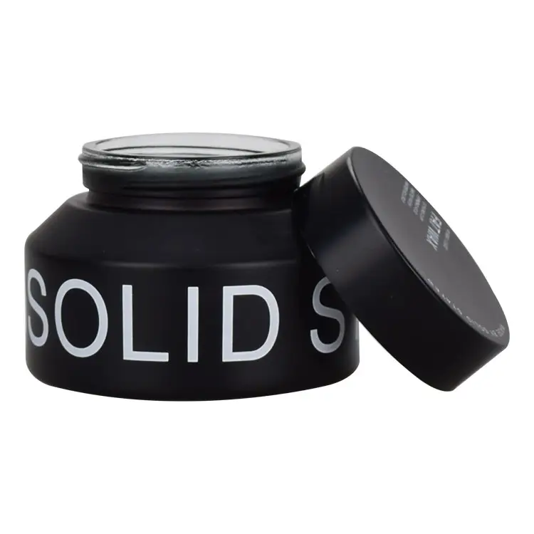 Pot de soins de la peau à épaulement oblique mat noir 50g 100g pot cosmétique noir mat couvercles en aluminium