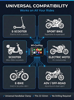 Caméra de tableau de bord pour moto M1-CarPlay avec écran tactile IPS de 5 pouces, navigation GPS intégrée, affichage du compteur de vitesse CarPlay