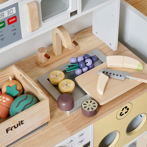 Bằng Gỗ Cắt Từ Đồ Chơi Đặt Nhà Bếp Trò Chơi Thực Phẩm Đồ Chơi Mini Mô Phỏng Đồ Chơi Nhà Bếp Thực Nấu Ăn Nhà Thiết Lập Giả Vờ Vai Trò Chơi Thiết Lập - Product Image 2
