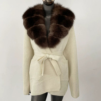Großhandel Wolle Kaschmir Cardigan Damen Winter Pullover Mantel Fuchs Pelzkragen Cardigan