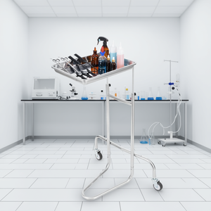 Chariot de laboratoire en acier inoxydable à plateau unique avec 2 roues silencieuses pour usage en laboratoire - Product Image 2