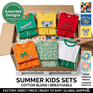 Lot de Stock en Gros pour Enfants : Ensembles d'Été en Polyester, Tailles et Styles Mixtes, T-shirts Respirants, Débardeurs et Shorts – Surstock Enfants - Product Image 6