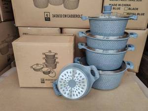 Ensemble de <span class=keywords><strong>cuisine</strong></span> en aluminium antiadhésif 10 pièces 20-32 cm, marmite avec casserole peu profonde, revêtement en granit durable pour cuisinière à gaz - Product Image 6