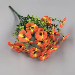 Ramo de Pansies Artificiales, Flores de Seda y Plástico de Alta Simulación, Decoraciones para Interiores y Bodas, en Naranja Fluorescente, Morado y Amarillo - Product Image 4