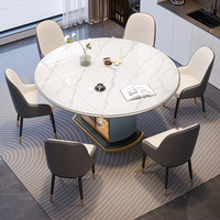 Ensemble de table à manger convertible en bois massif moderne, assemblé, pour appartement, villa, hôtel