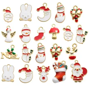 DIY oil drip Alloy Cute Santa Claus snowflake Charms custom wholesale cheap lovely Christmas decoration chris gift